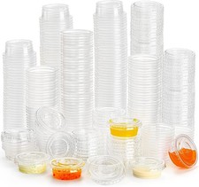400 Pack 0.5 Oz Disposable Plastic Portion Cups with Lids, Small Jello Shot Cups