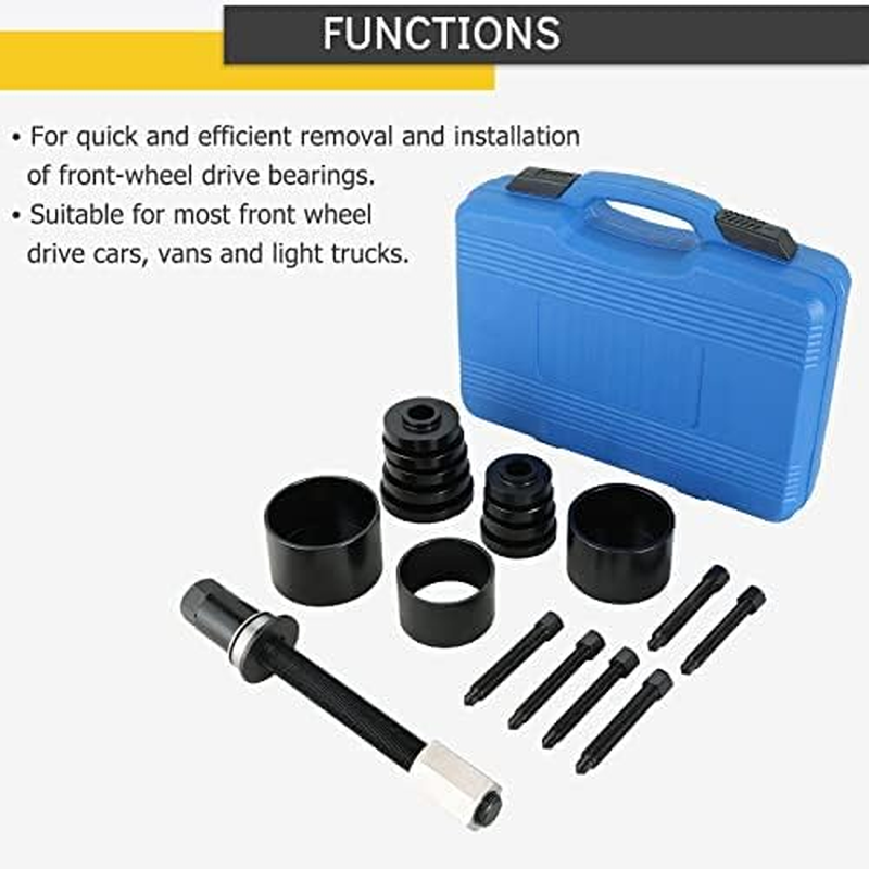 19PC Front Wheel Bearing Puller Set - Universal Bearing Press Tool For Cars & Trucks