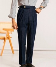 Men Gurkha Pants Straight Business High Waist Naples Casual Trousers