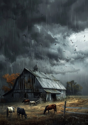 8.5 x 11 -Rustic Barn Farm house Home Decor Bathroom Kitchen Wall Art Cows Field