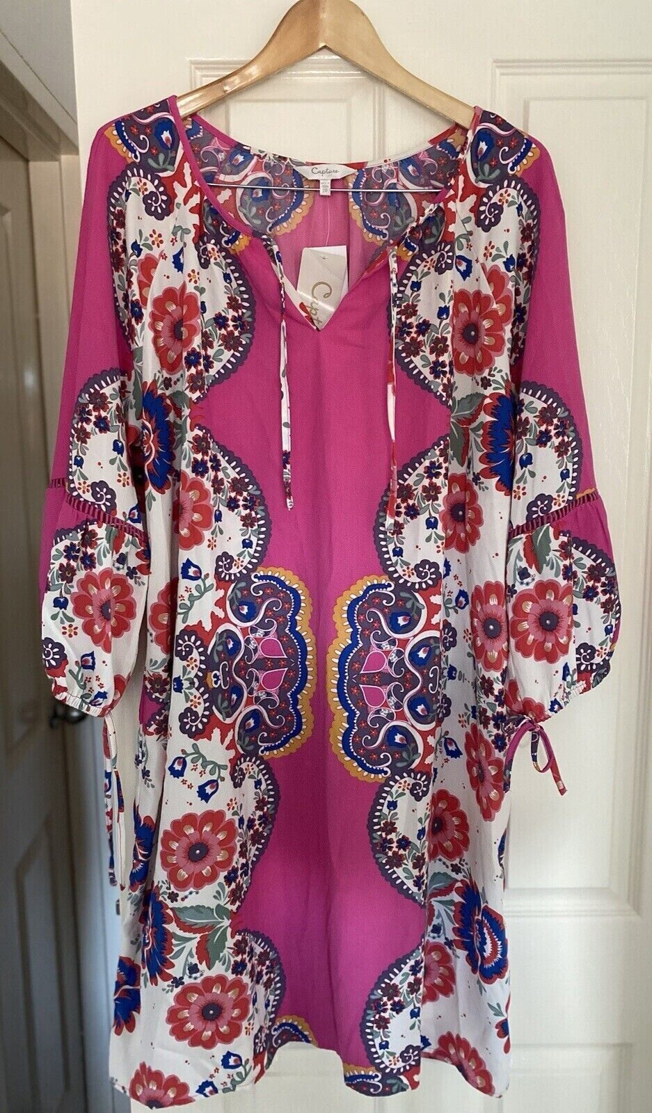 CAPTURE Dress - Size 20 - Pink Print Paisley Floral Design BNWT