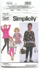 SIMPLICITY 7410 GIRLS' STRETCH KNIT LEGGINGS & TOP W/ VARIATIONS SZ S-L UC 1991