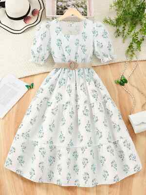 SHEIN Waist Dress for Girl Summer Floral Print Square Neck Puff Sleeve frok | eBay SHEIN Waist Dress for Girl Summer Floral Print Square Neck Puff Sleeve frok | eBay