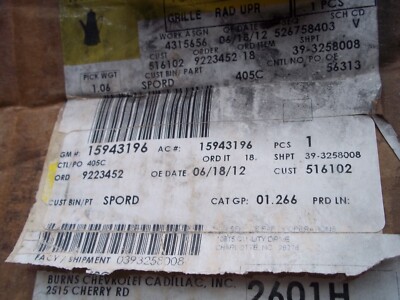GENUINE GM GRILLE PART NUMBER 15943196 | eBay