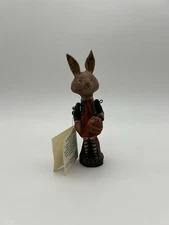 Poliwoggs Primative 1999 Collection Girl Rabbit Jack-o-Lantern Statue