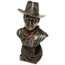 John Wayne Bust Figurine Bronze Screen Cowboy Legend Ornament Boxed
