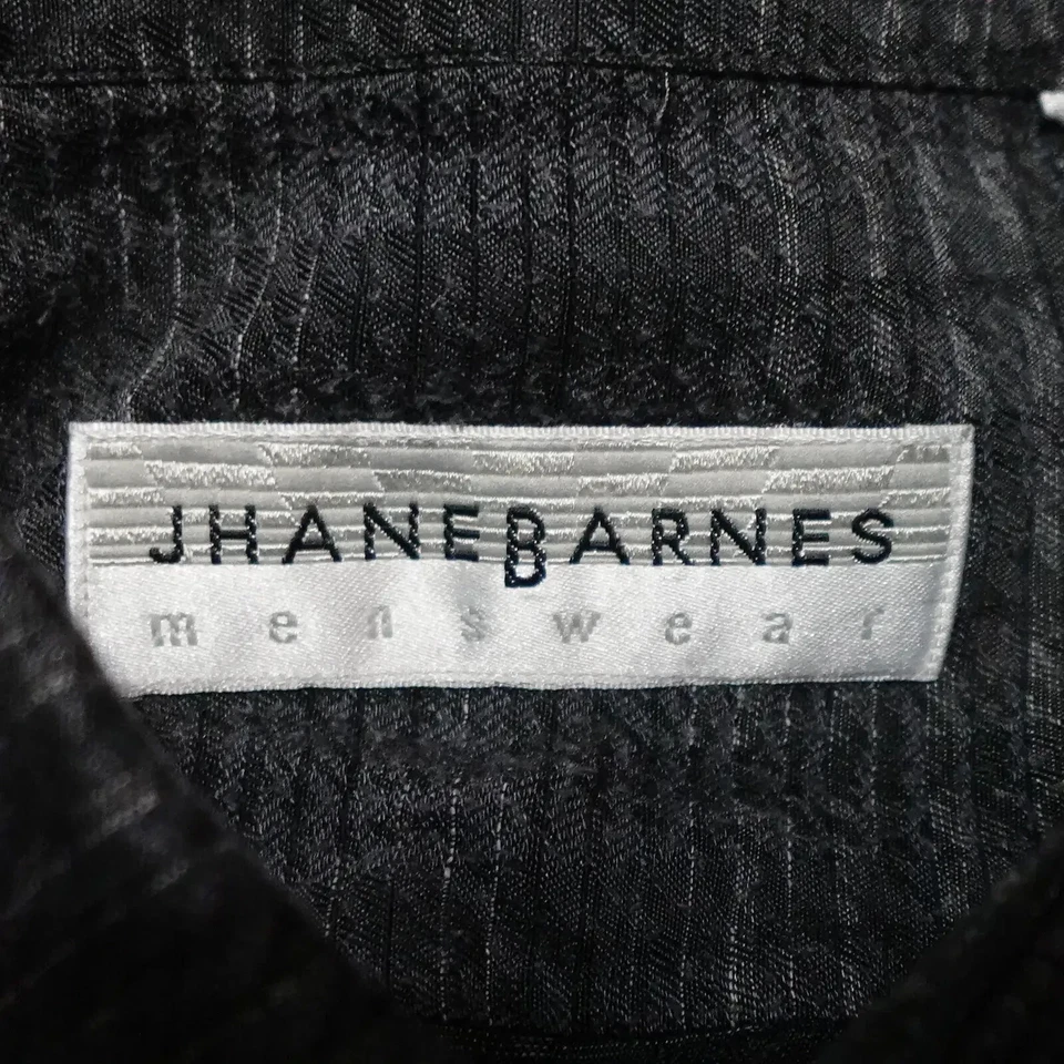 Jhane Barnes Shirt Men's 2XL Black Striped Button Up Long Sleeve Workwear Casual - Image 2 of 4