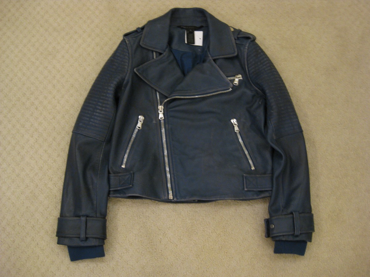 Marc by Marc Jacobs Distressed Leather Moto Biker Jacket Small NEW