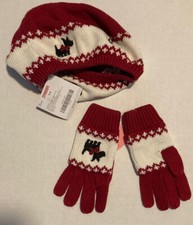 NWT Gymboree Holiday Friend Sz 3-4 Red Scottie Dog Gloves  Beret Hat 3T-4T