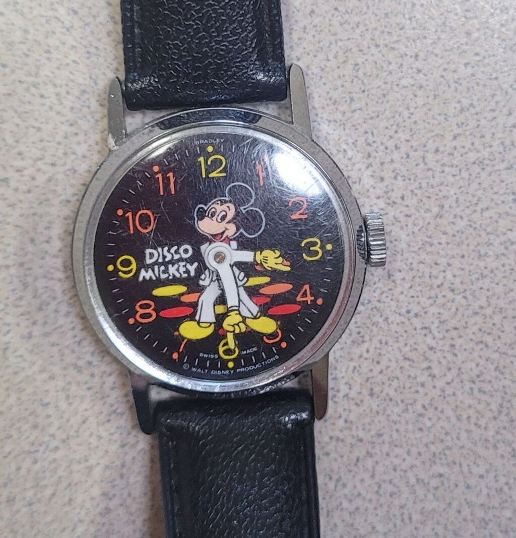 Vintage Disco Mickey Mouse Wristwatch Watch, wind up, works  display picture 3