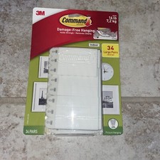 3M Command Picture Hanging Strips Large, 34 Pairs, 68 Strips, Hold 16 lbs