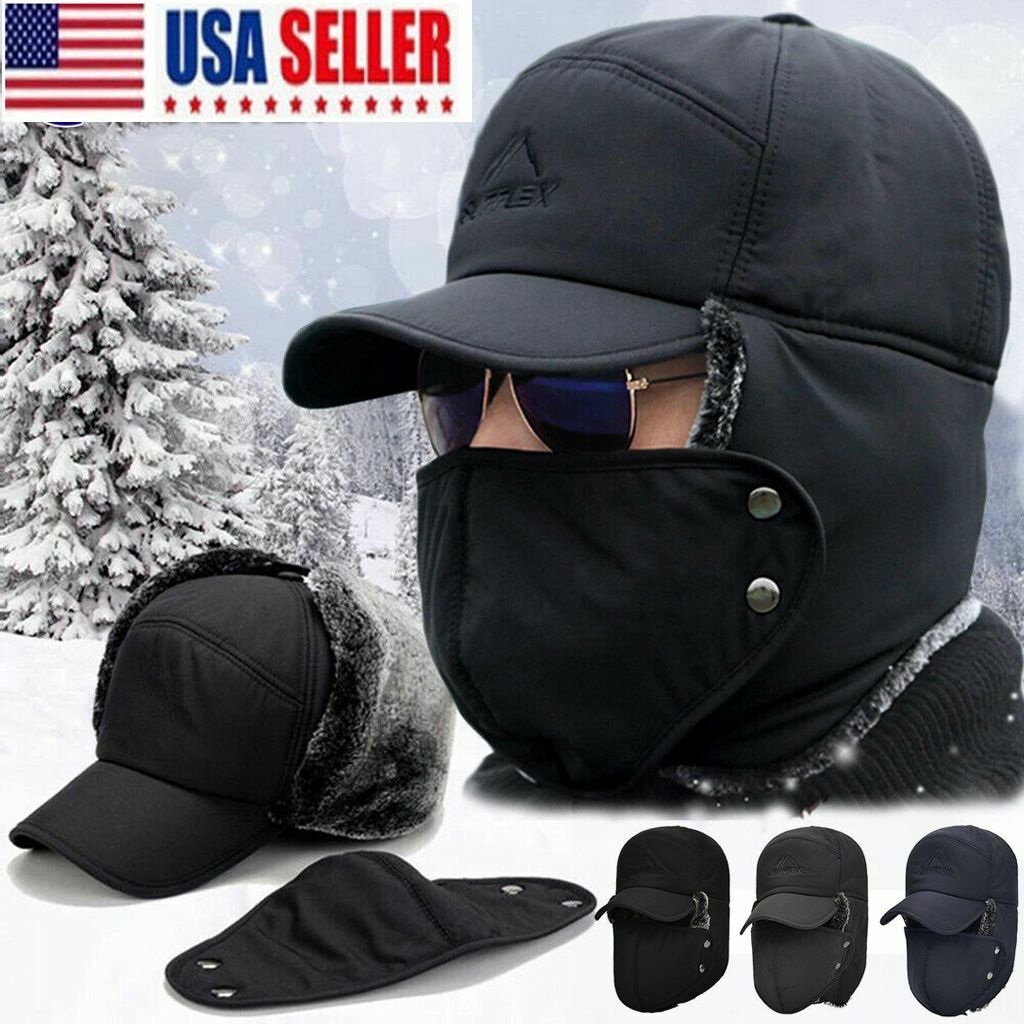 Men Aviator Thick Hat Winter Ear Flap Snow Ski Elmer Fudd Mask