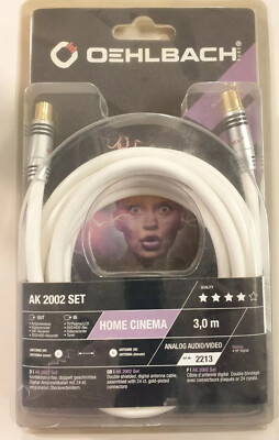 Oehlbach! AK 2002 Set weiß 3,0m (2213) männlich/weiblich Antennenkabel##