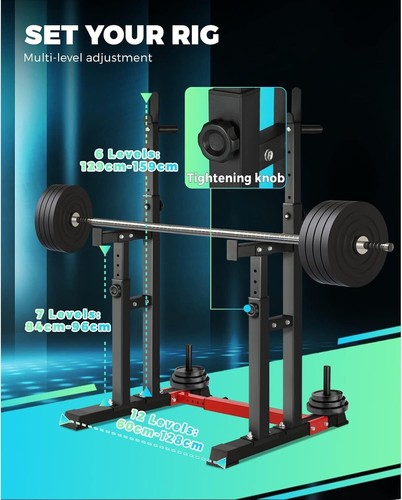 Adjustable Squat Rack Bench Press Barbell Stand Home Gym Fitness Equipment - Picture 2 of 6