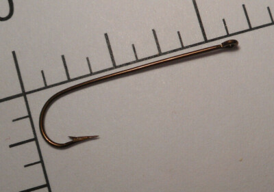 MUSTAD #6 STREAMER FLY TYING HOOK EX LONG SHANK ABERDEEN RINGED BRONZED 3261 A