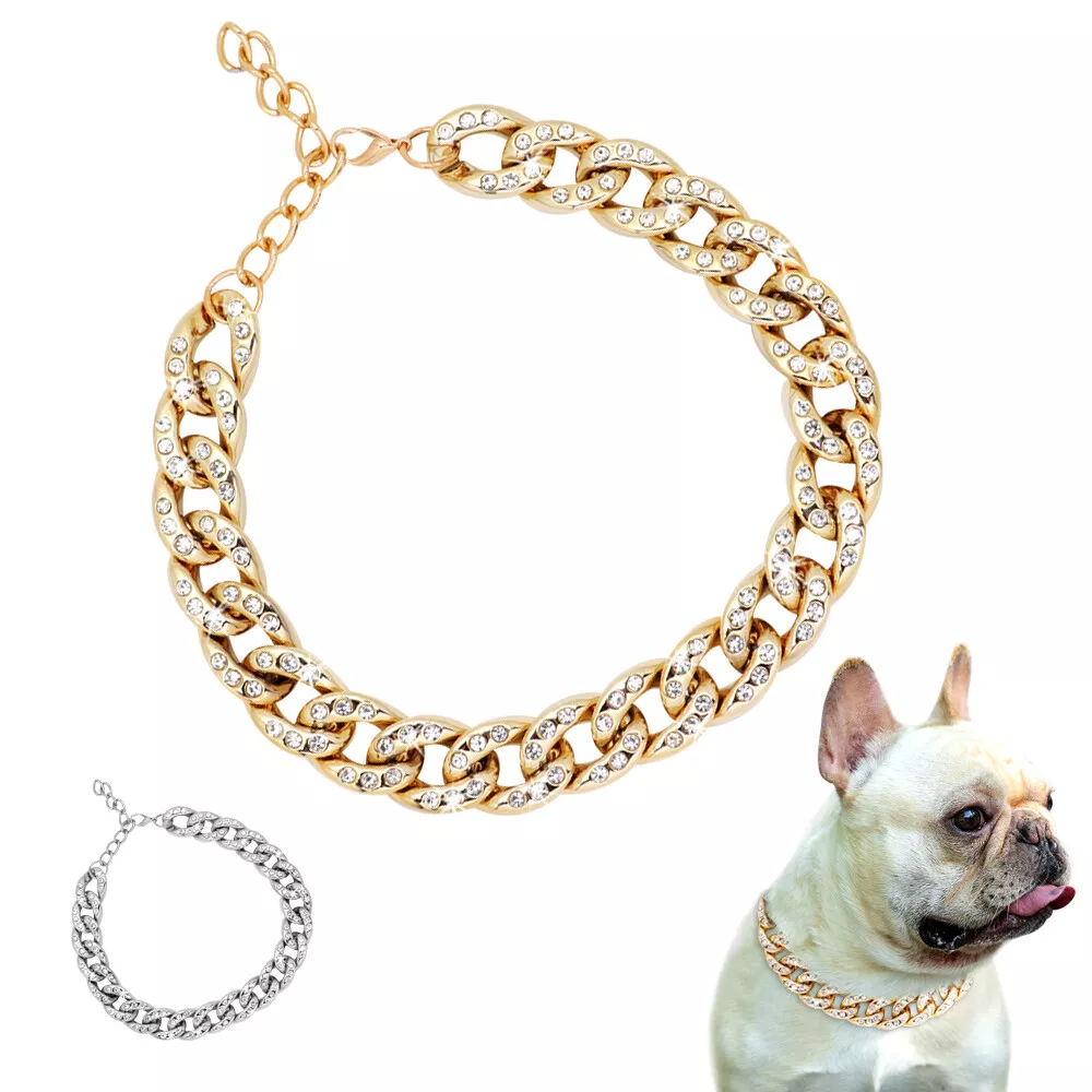 Gold Dog Chain Collar Pet Puppy Choker Necklace for Pitbull French