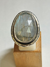 Sterling Silver Large Oval Labradorite 27 x 19mm Ring 12.9g Size 9.75