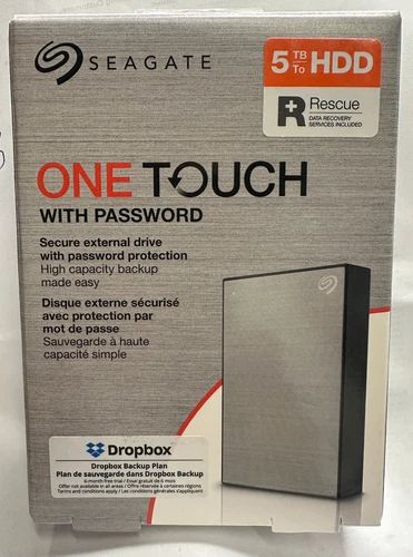 Seagate One Touch with Password Portable Hard Drive  5TB Grey New Boxed HDD BNIB