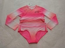 NWT Justice Girls Ombr  Raglan Cropped Rash Guard Bikini 2PC Swimsuit 12