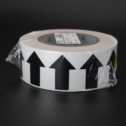 Brady 2" Pipe Marker Tape Arrow Tape White w/ Black Arrows 2 inch x 108 ft Roll - Picture 4 of 5