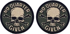 NO Quarter Given Skull Bones Embroidered Patch | 2PC iron on or Sew 3"x3"
