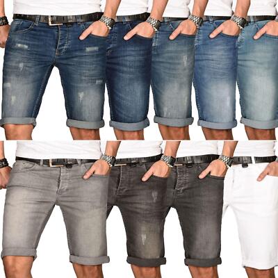 A. Salvarini Herren Designer Jeans Short kurze Hose Slim Sommer Shorts Bermuda