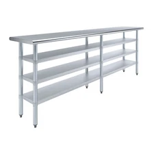 18 in. x 96 in. Stainless Steel Table With Three Undershelves