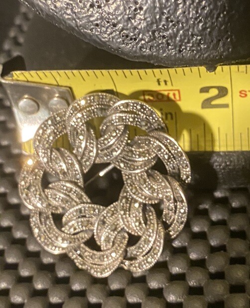Vintage Marcasite 925 Silver Interlocking Circle … - image 10