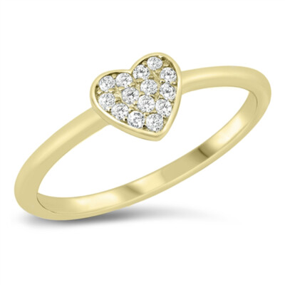 Heart Promise Ring - Sterling Silver Band With Clear CZ Stones, Size 10