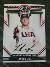 2022 Panini Stars & Stripes LANDON SIMS Team USA BLACK Auto #/125 EXCLUSIVE SP