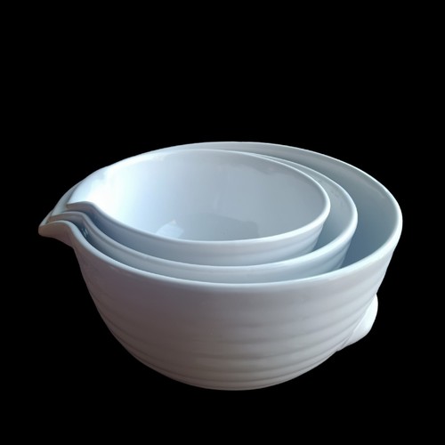 Nested Mixing Pouring Bowls Spout & Handle Stoneware White perfect condition - Picture 5 of 10