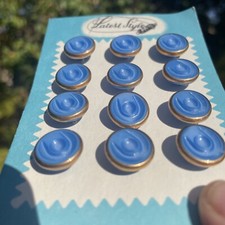 12 Latest Style Czech VTG Bright Blue 1/2 ORIGINAL Card 1/2 Round Buttons
