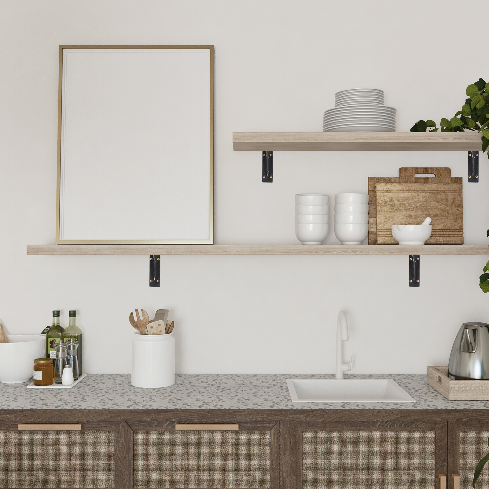 Mooche Regalhalterungen 4 Stück - Edelstahl Winkelhalterungen Für Holzregale Bis 25kg