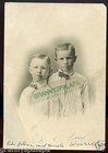 Antique Photo, 2 Cute Little Boys Dressed Alike WEIRICH Family, Glasses,Tie