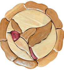 Hand Crafted Intarsia Wood Hummingbird Wall Art Dimensional Folk Art 7 1/2" Dia.