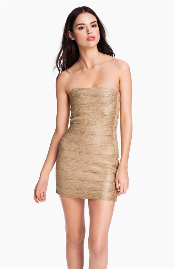 gold bandeau dress Elma Bandeau Neck Tie Mini Dress Gold XL