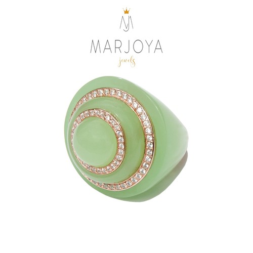 Anello con onice,quarzo bianco,rosa,viola,verde,blu in argento 925 rosè,zirconi - Imagen 16 de 21
