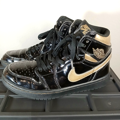 Air Jordan Retro High OG Nike Shoes Black Metallic Gold Shiny