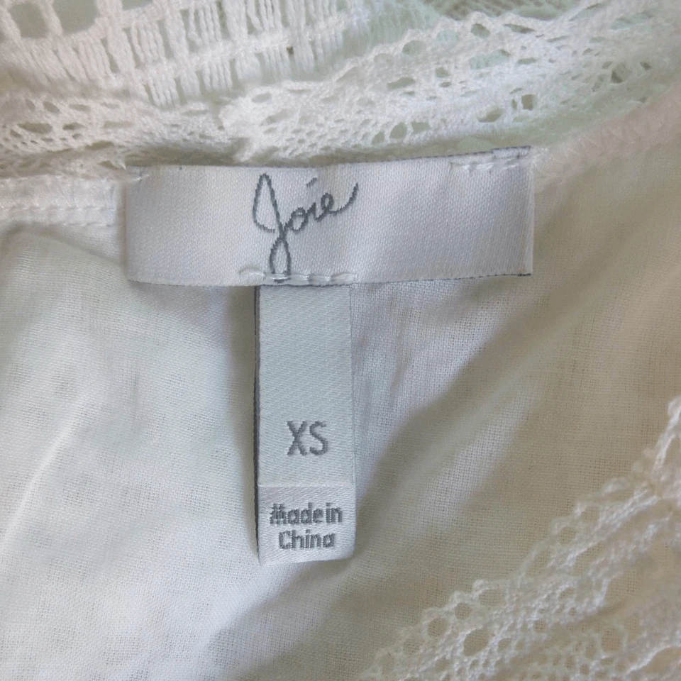 Mini Vestido Joie Lindell Encaje Algodón Volantes Dobladillo Mujer Talla XS en Porcelana Foto 3 de 4