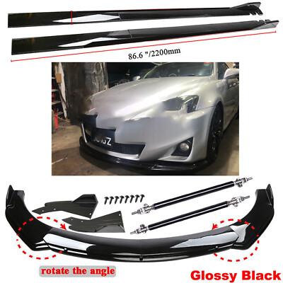 For Lexus IS200t Front Bumper Lip Body Spoiler+Splitter Side Skirt+Strut Rod