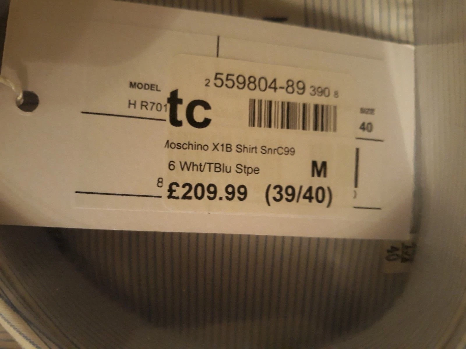 MOSCHINO X1B SHIRT – BLUE AND WHITE STRIPED 39 40" CHEST BNWT