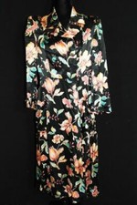 VERY RARE WWII ERA VINTAGE FRENCH 1940'S SATIN RAYON FLORAL PRINT ROBE SIZ 10-12