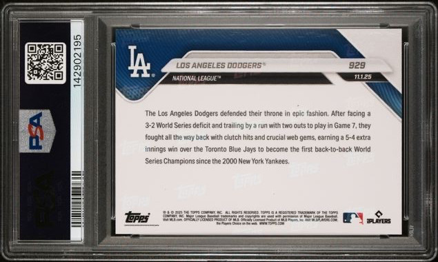 SHOHEI OHTANI & DODGERS TEAM * PSA 10 * 2025 TOPPS NOW * WORLD SERIES * CARD 929 view 2