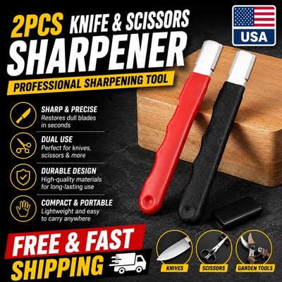 2Pcs Knife & Scissors Sharpener, Professional Kitchen & Garden Tool Sharpen