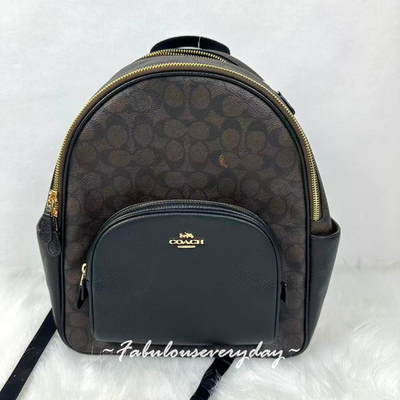 Coach Court Backpack In Signature Canvas Gold/Brown/Black