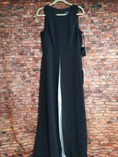 adrianna papell Crepe Overlay Jumpsuit Size 12 Black Ap1D102896 Women  s New Tags