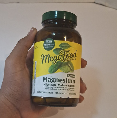 MegaFood Magnesium Glycinate Malate Citrate 300 mg Stress Sleep 120 Capsules