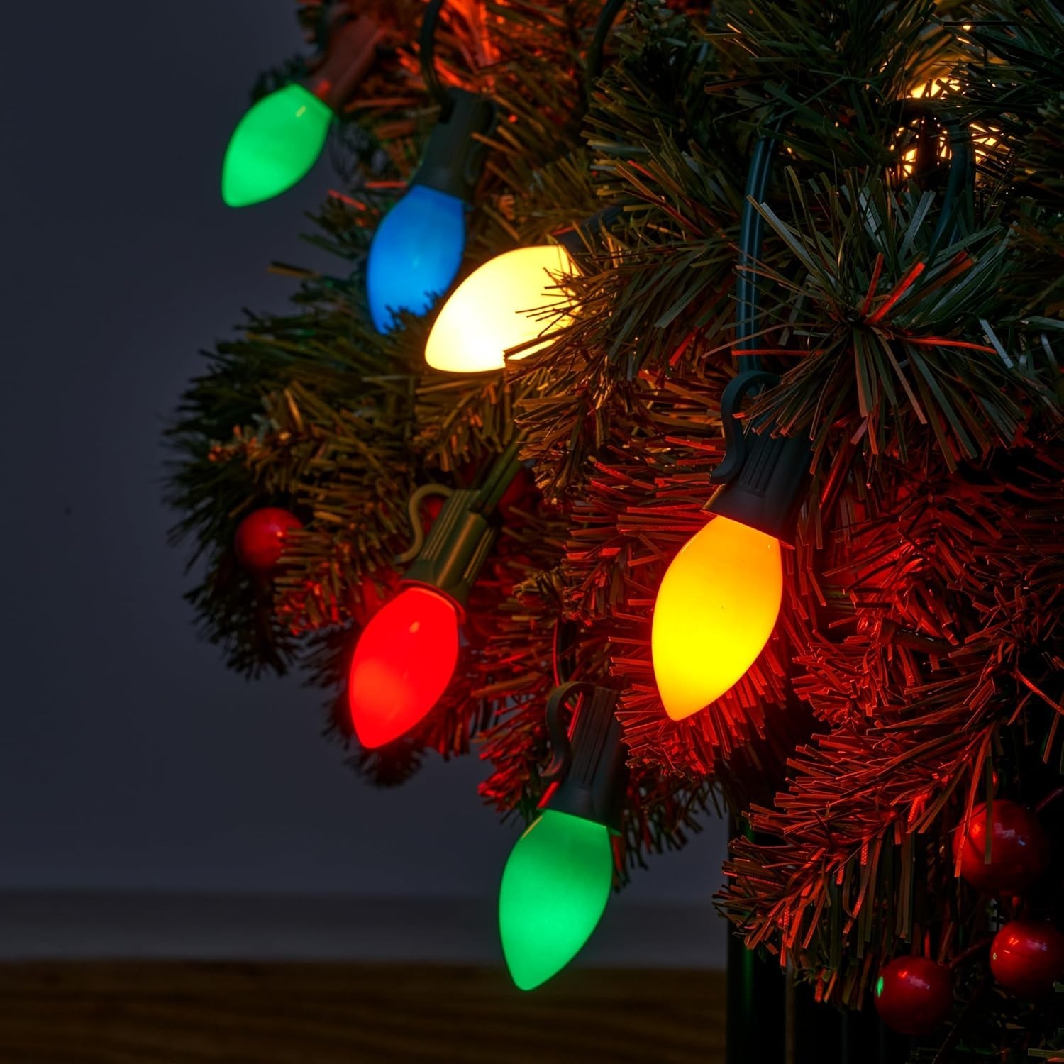 25 Pack C7 LED Multicolor Christmas Replacement Light Bulbs, Colored Christmas L