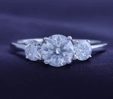 IGI Certified 4Ct G-H VS Lab Grown Diamond 3-Stone Engagement Ring 14K WG