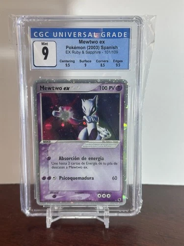 Pokemon Mewtwo EX Ruby and Sapphire #101 Ultra Rare 2003 Spanish Cgc 9